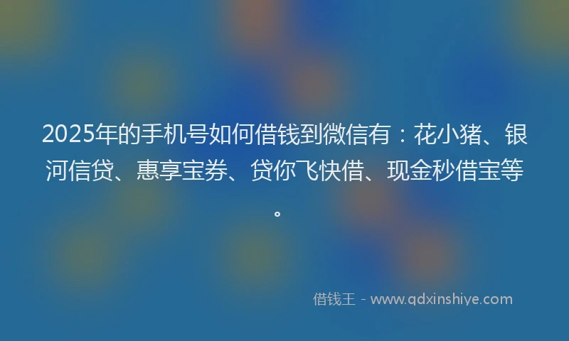 2025年的手机号如何借钱到微信有：花小猪、银河信贷、惠享宝券、贷你飞快借、现金秒借宝等。