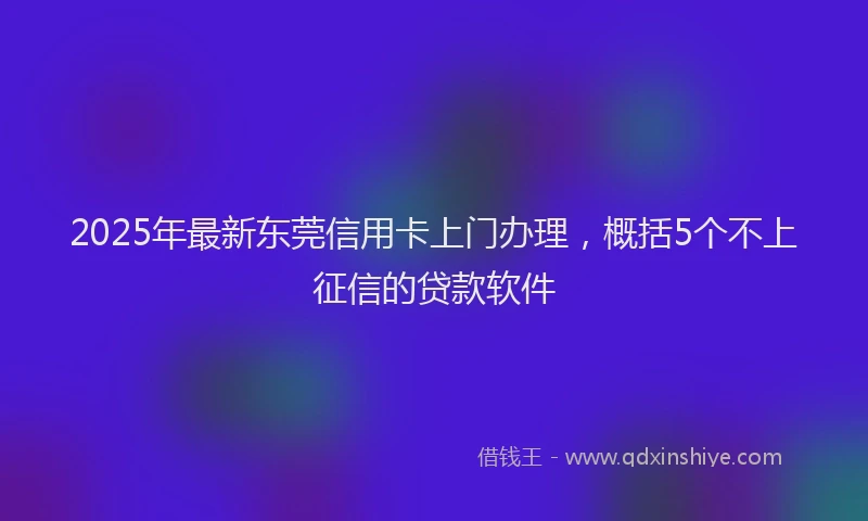 2025年最新东莞信用卡上门办理，概括5个不上征信的贷款软件