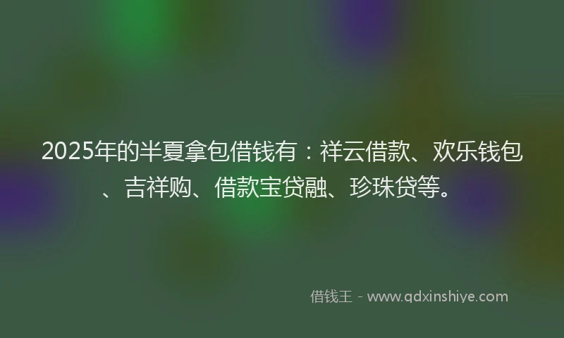 2025年的半夏拿包借钱有：祥云借款、欢乐钱包、吉祥购、借款宝贷融、珍珠贷等。