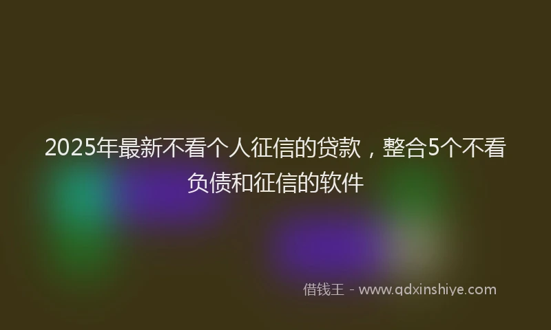 2025年最新不看个人征信的贷款，整合5个不看负债和征信的软件
