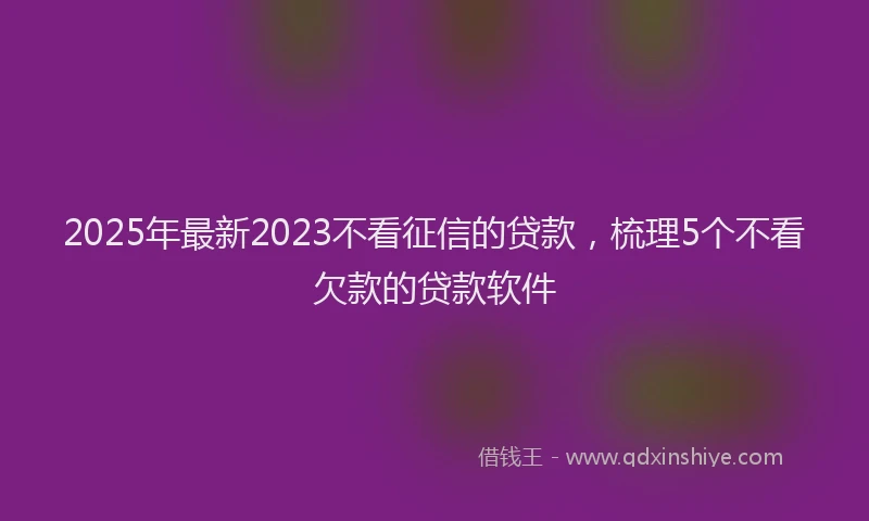 2025年最新2023不看征信的贷款，梳理5个不看欠款的贷款软件