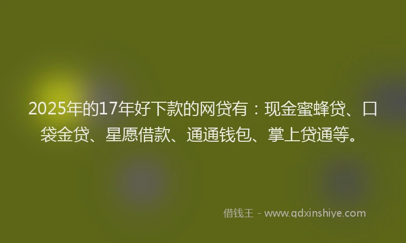 2025年的17年好下款的网贷有：现金蜜蜂贷、口袋金贷、星愿借款、通通钱包、掌上贷通等。