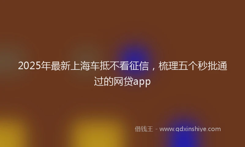 2025年最新上海车抵不看征信，梳理五个秒批通过的网贷app