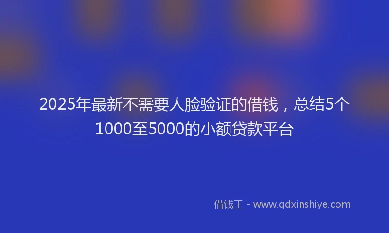2025年最新不需要人脸验证的借钱，总结5个1000至5000的小额贷款平台