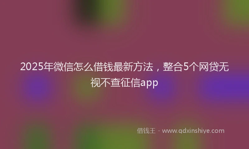 2025年微信怎么借钱最新方法，整合5个网贷无视不查征信app