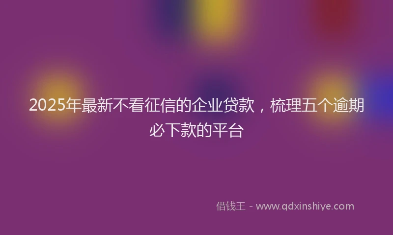 2025年最新不看征信的企业贷款，梳理五个逾期必下款的平台