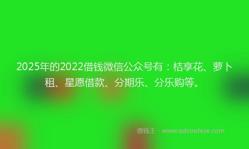 2025年的2022借钱微信公众号有：桔享花、萝卜租、星愿借款、分期乐、分乐购等。