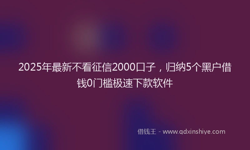 2025年最新不看征信2000口子，归纳5个黑户借钱0门槛极速下款软件