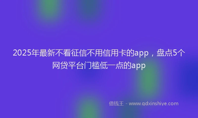 2025年最新不看征信不用信用卡的app，盘点5个网贷平台门槛低一点的app