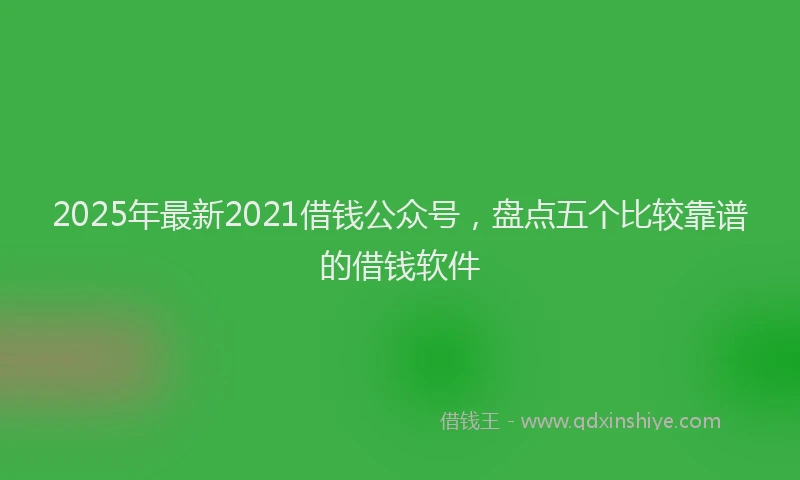 2025年最新2021借钱公众号，盘点五个比较靠谱的借钱软件