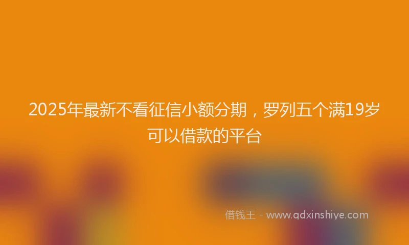 2025年最新不看征信小额分期，罗列五个满19岁可以借款的平台