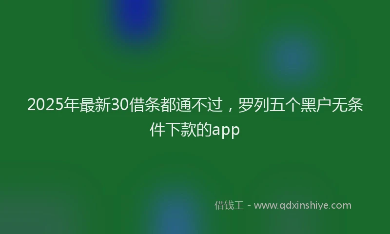 2025年最新30借条都通不过，罗列五个黑户无条件下款的app