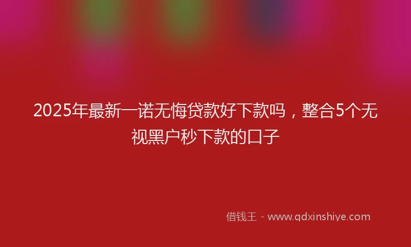 2025年最新一诺无悔贷款好下款吗，整合5个无视黑户秒下款的口子