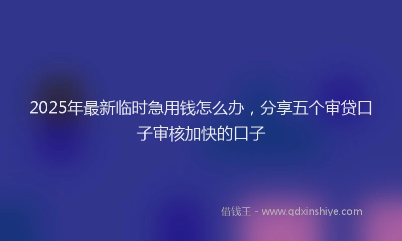 2025年最新临时急用钱怎么办，分享五个审贷口子审核加快的口子