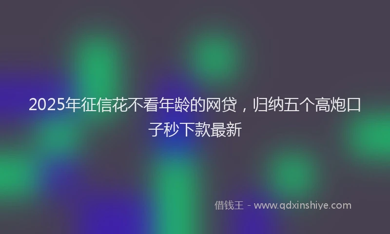 2025年征信花不看年龄的网贷，归纳五个高炮口子秒下款最新