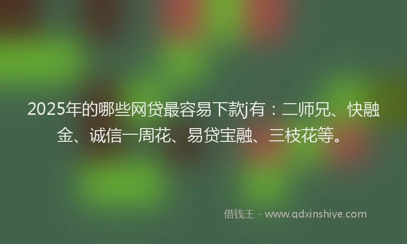 2025年的哪些网贷最容易下款j有：二师兄、快融金、诚信一周花、易贷宝融、三枝花等。