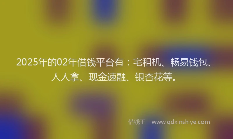 2025年的02年借钱平台有：宅租机、畅易钱包、人人拿、现金速融、银杏花等。