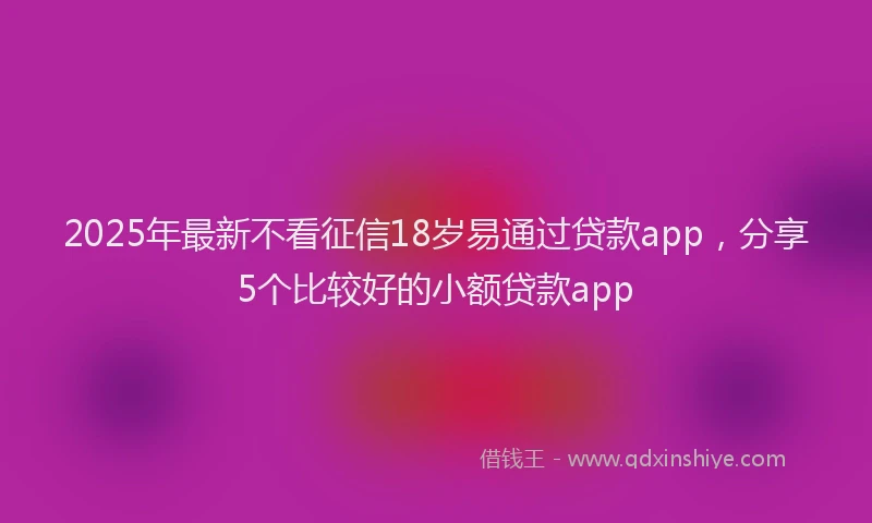 2025年最新不看征信18岁易通过贷款app，分享5个比较好的小额贷款app