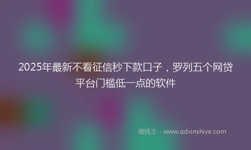 2025年最新不看征信秒下款口子，罗列五个网贷平台门槛低一点的软件