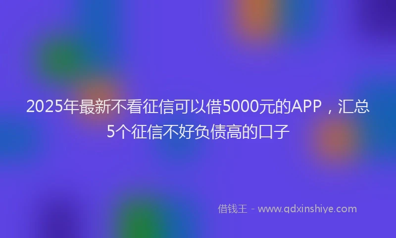 2025年最新不看征信可以借5000元的APP，汇总5个征信不好负债高的口子