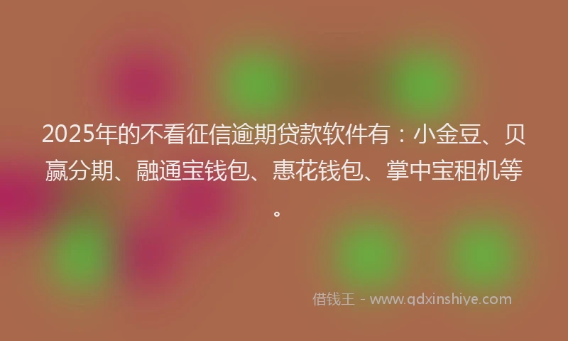 2025年的不看征信逾期贷款软件有：小金豆、贝赢分期、融通宝钱包、惠花钱包、掌中宝租机等。