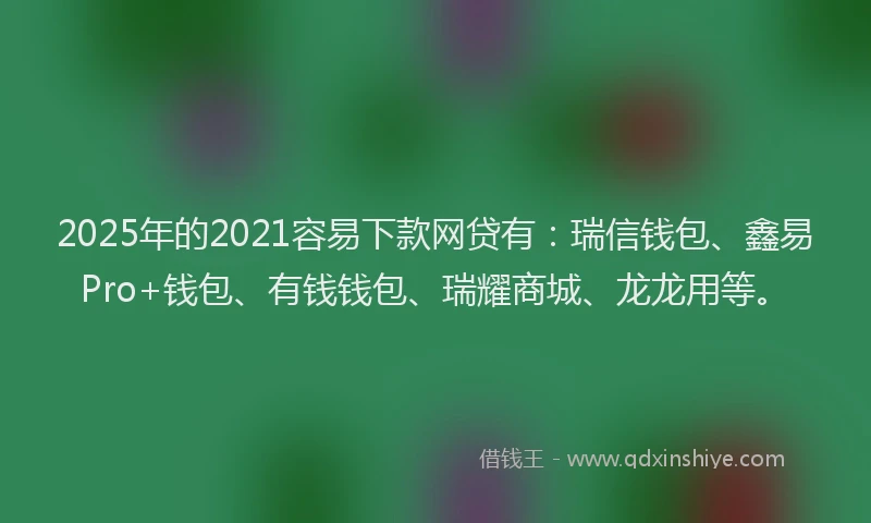 2025年的2021容易下款网贷有：瑞信钱包、鑫易Pro+钱包、有钱钱包、瑞耀商城、龙龙用等。