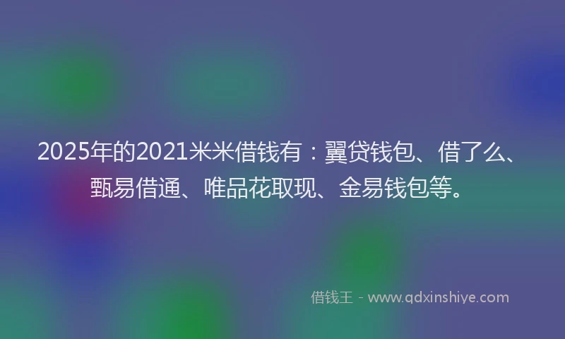 2025年的2021米米借钱有：翼贷钱包、借了么、甄易借通、唯品花取现、金易钱包等。