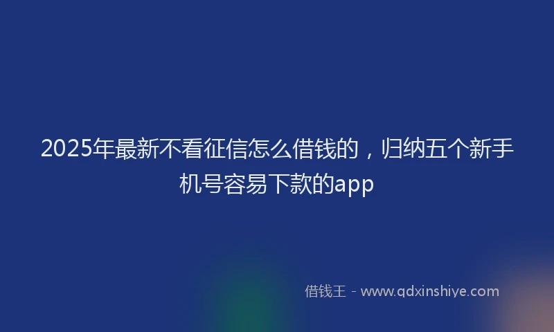 2025年最新不看征信怎么借钱的，归纳五个新手机号容易下款的app
