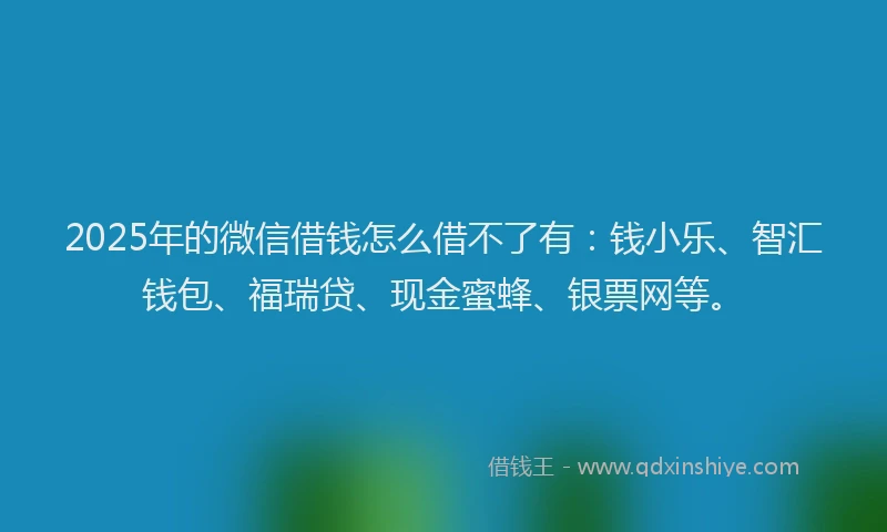 2025年的微信借钱怎么借不了有：钱小乐、智汇钱包、福瑞贷、现金蜜蜂、银票网等。