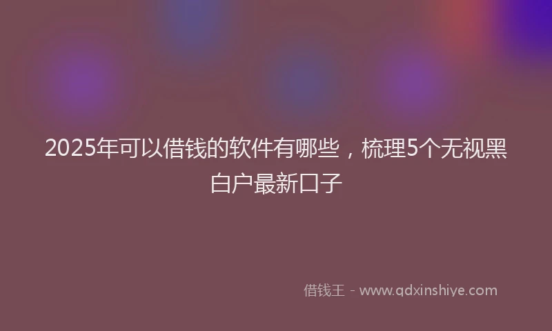 2025年可以借钱的软件有哪些，梳理5个无视黑白户最新口子
