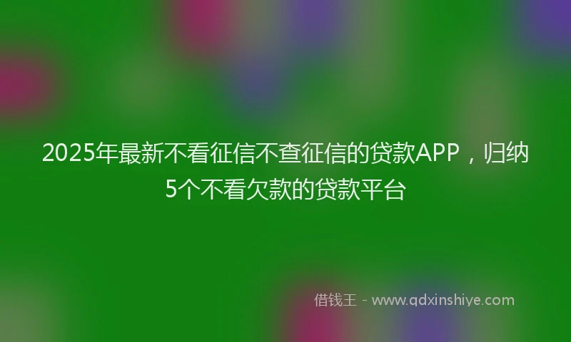 2025年最新不看征信不查征信的贷款APP，归纳5个不看欠款的贷款平台