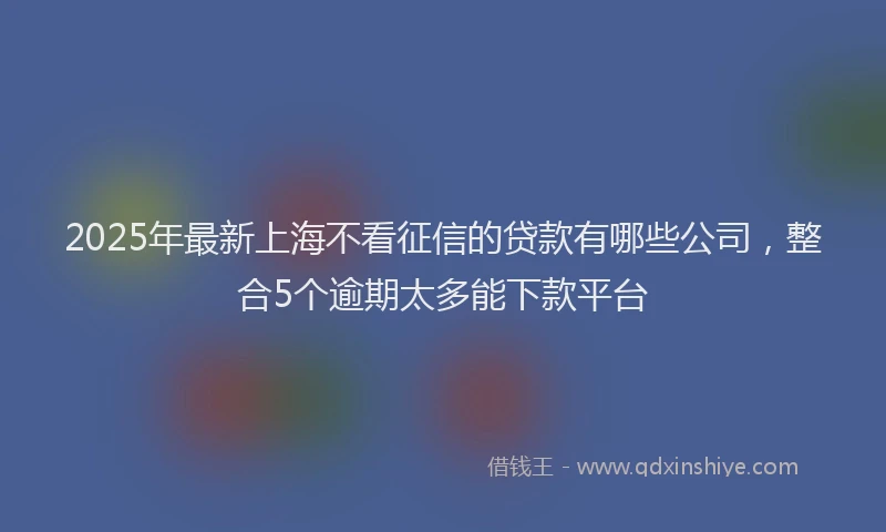 2025年最新上海不看征信的贷款有哪些公司，整合5个逾期太多能下款平台