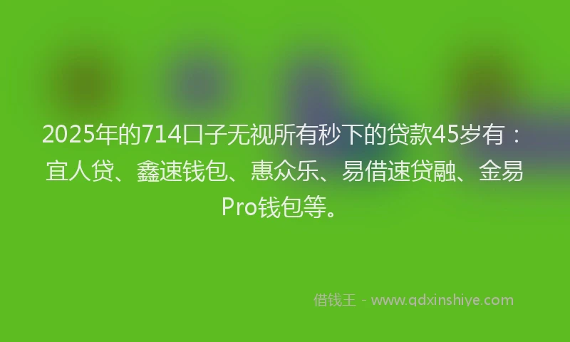 2025年的714口子无视所有秒下的贷款45岁有：宜人贷、鑫速钱包、惠众乐、易借速贷融、金易Pro钱包等。