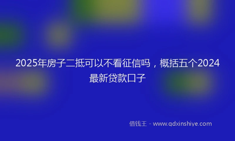 2025年房子二抵可以不看征信吗，概括五个2024最新贷款口子