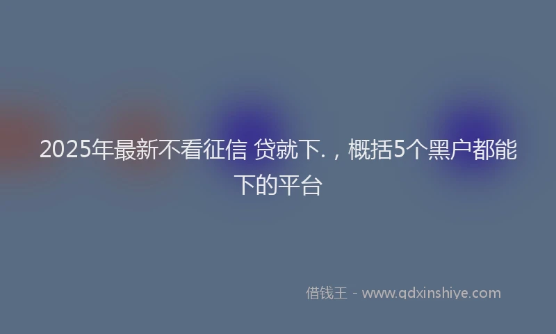 2025年最新不看征信 贷就下.，概括5个黑户都能下的平台