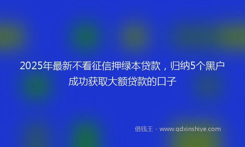 2025年最新不看征信押绿本贷款，归纳5个黑户成功获取大额贷款的口子