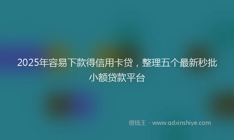 2025年容易下款得信用卡贷，整理五个最新秒批小额贷款平台