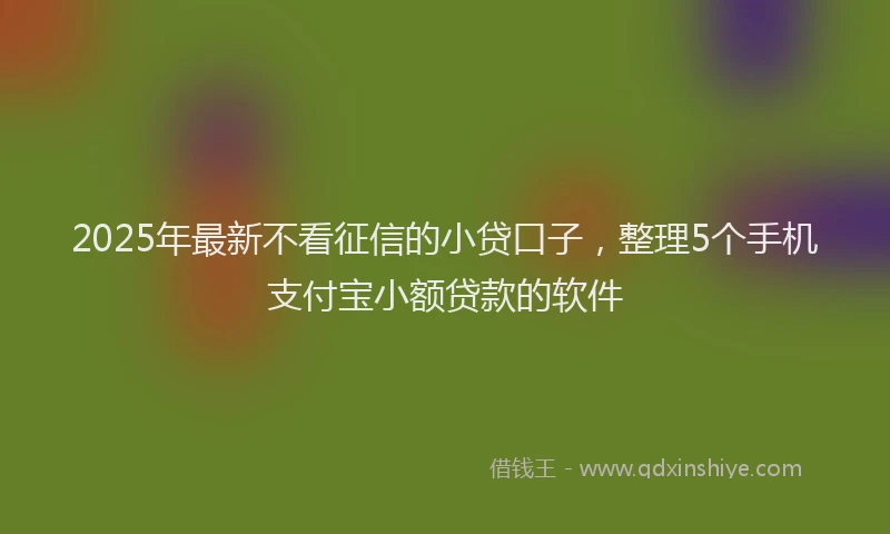 2025年最新不看征信的小贷口子，整理5个手机支付宝小额贷款的软件