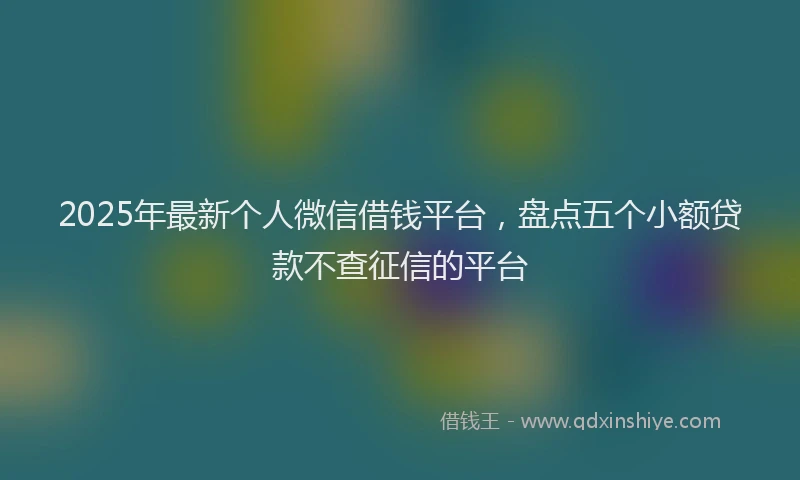 2025年最新个人微信借钱平台，盘点五个小额贷款不查征信的平台