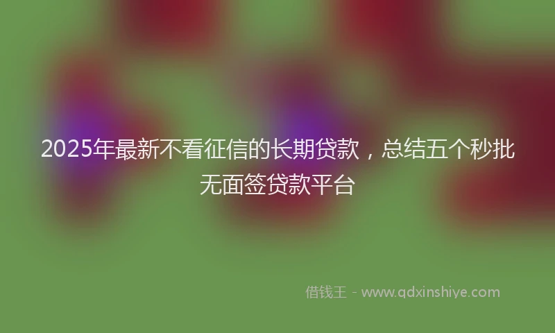 2025年最新不看征信的长期贷款，总结五个秒批无面签贷款平台