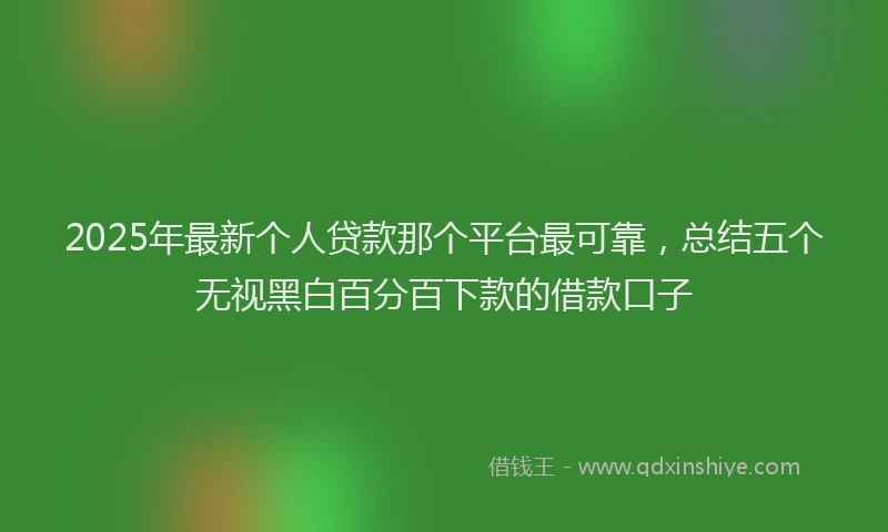 2025年最新个人贷款那个平台最可靠，总结五个无视黑白百分百下款的借款口子