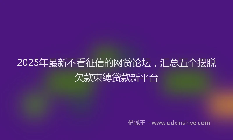 2025年最新不看征信的网贷论坛，汇总五个摆脱欠款束缚贷款新平台