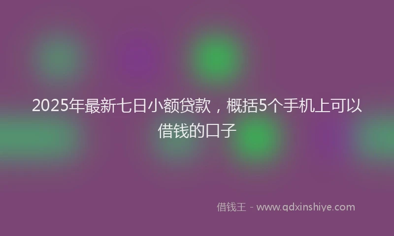 2025年最新七日小额贷款，概括5个手机上可以借钱的口子