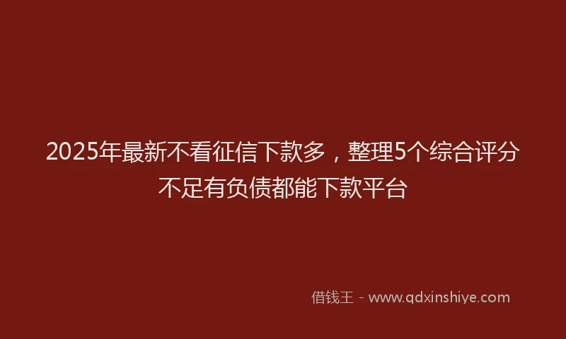 2025年最新不看征信下款多，整理5个综合评分不足有负债都能下款平台