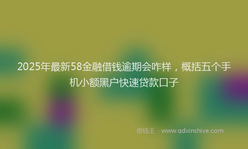 2025年最新58金融借钱逾期会咋样，概括五个手机小额黑户快速贷款口子