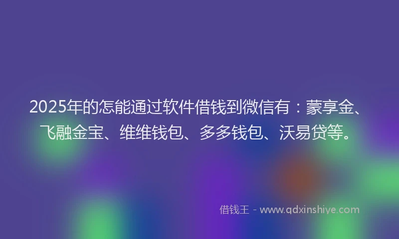 2025年的怎能通过软件借钱到微信有：蒙享金、飞融金宝、维维钱包、多多钱包、沃易贷等。