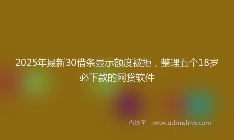 2025年最新30借条显示额度被拒，整理五个18岁必下款的网贷软件