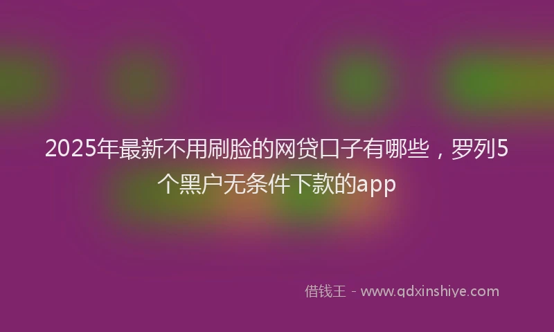 2025年最新不用刷脸的网贷口子有哪些，罗列5个黑户无条件下款的app