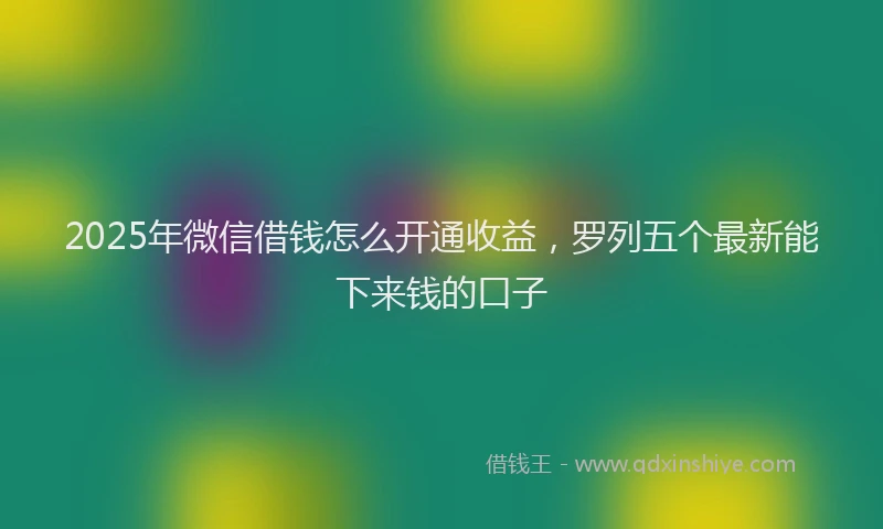 2025年微信借钱怎么开通收益，罗列五个最新能下来钱的口子