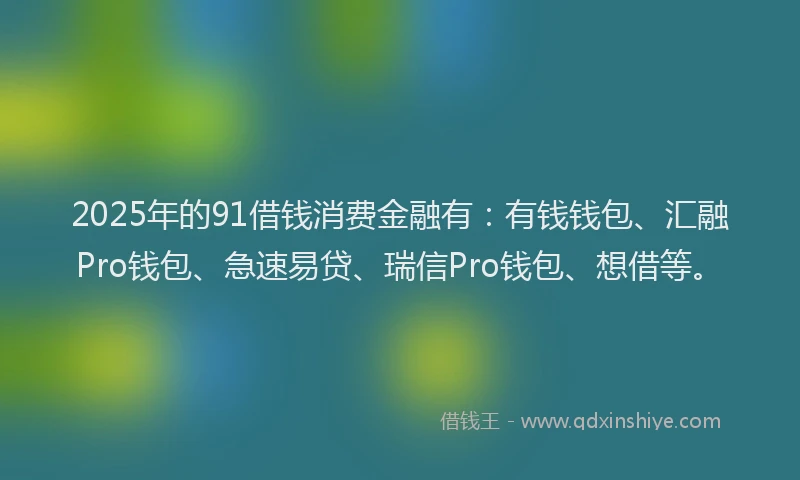 2025年的91借钱消费金融有：有钱钱包、汇融Pro钱包、急速易贷、瑞信Pro钱包、想借等。